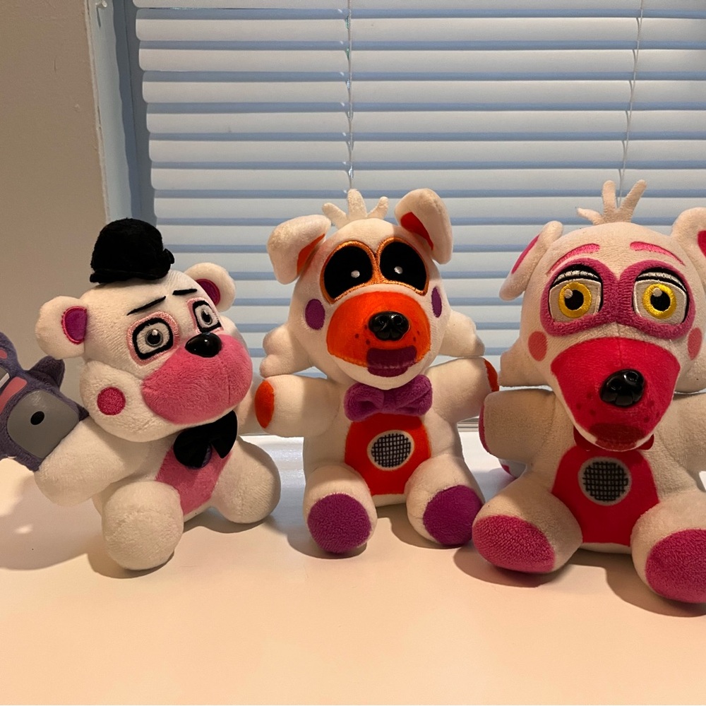 Lot of 3 Unofficial FNAF Inspired Plush Toys – Foxy, Freddy, Bonnie Style